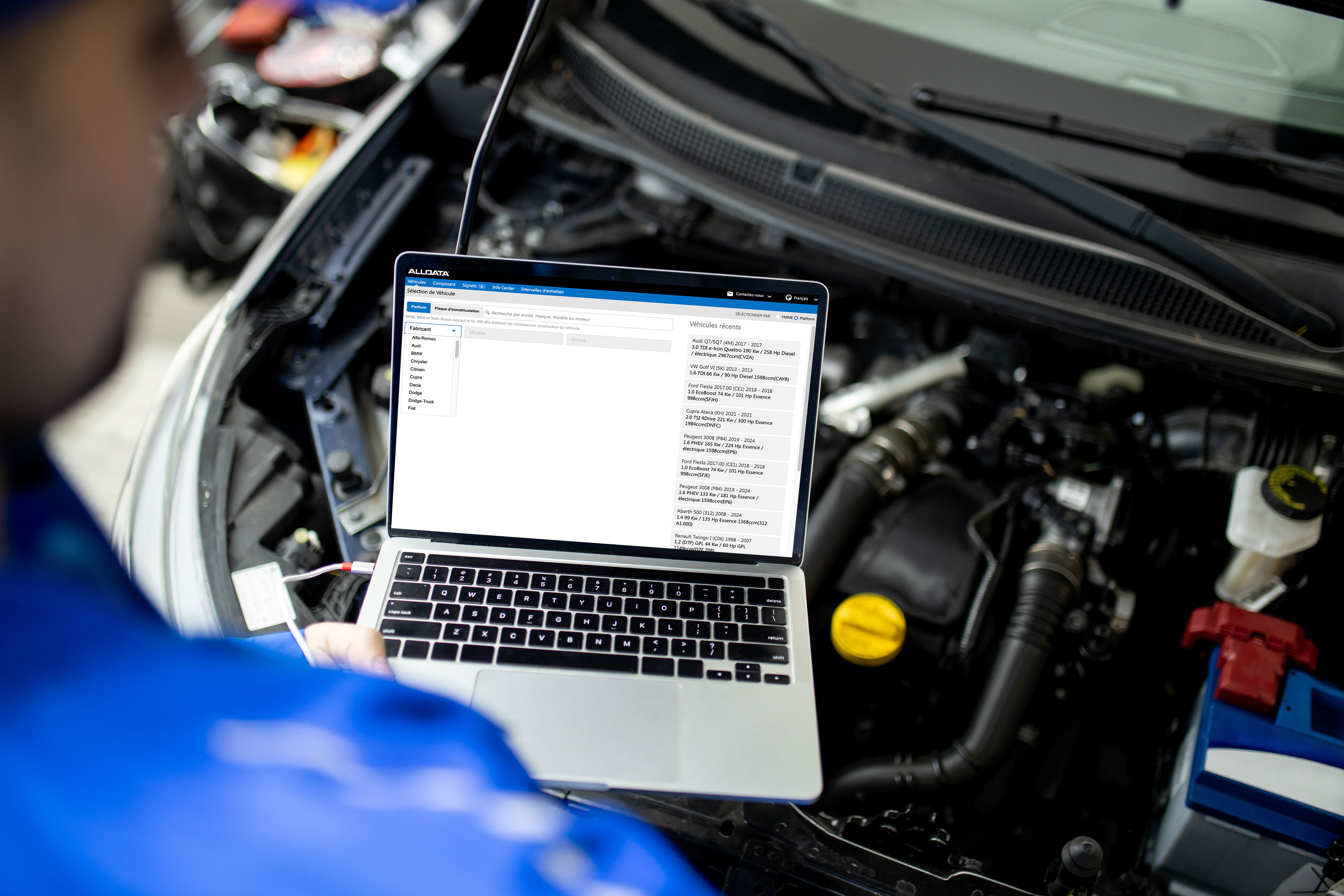 Recherche d'un véhicule dans ALLDATA Repair