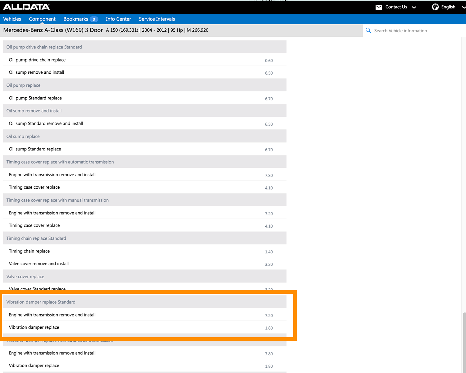 screen shot of ALLDATa Labour Times 