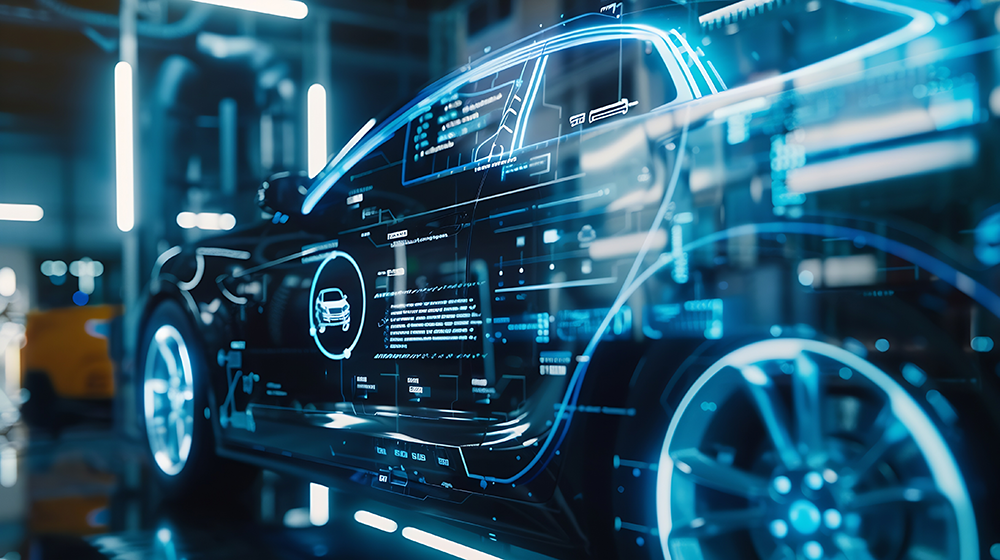Car technical data shown on a modern vehicle
