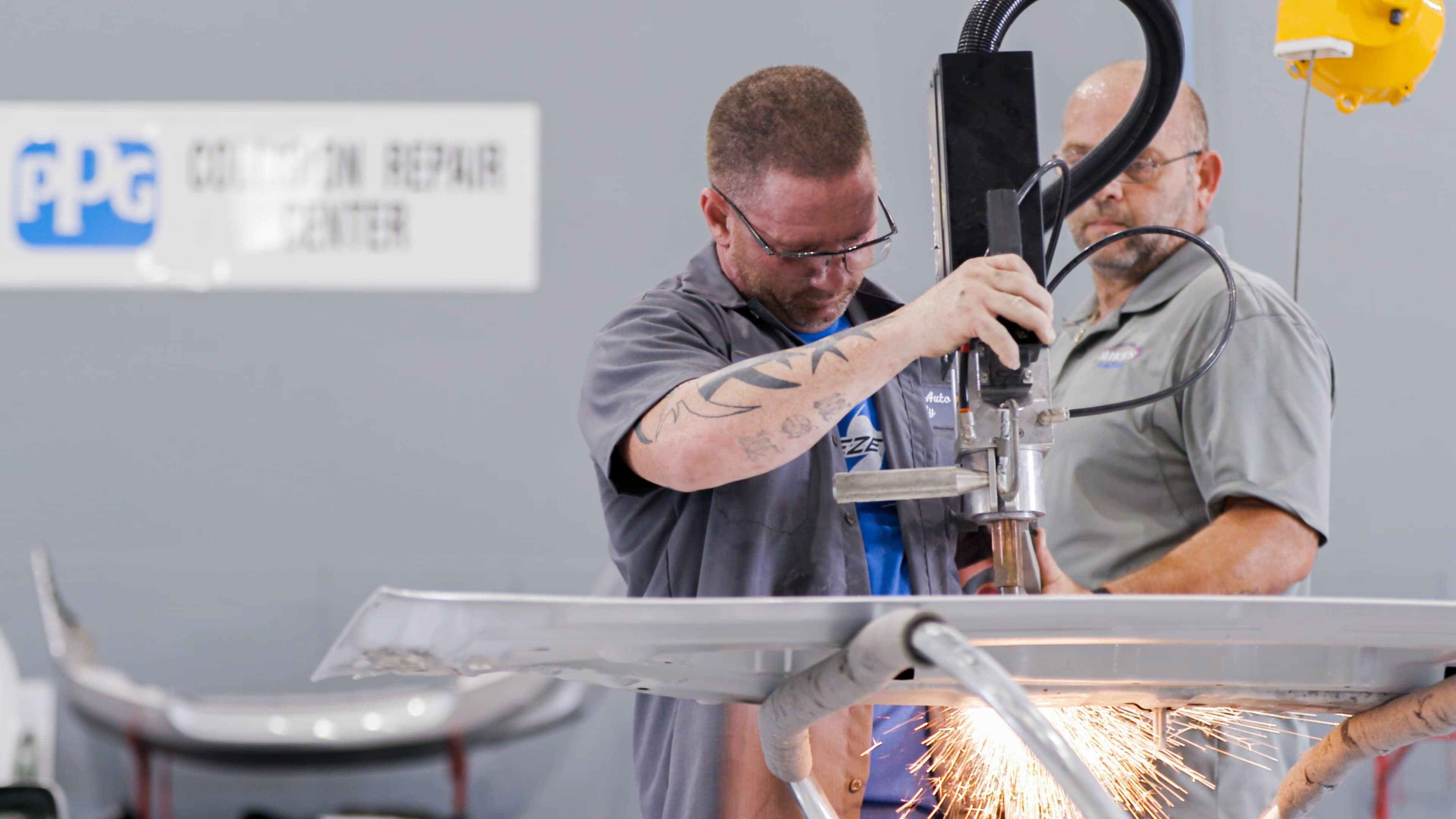Collision body shop welding