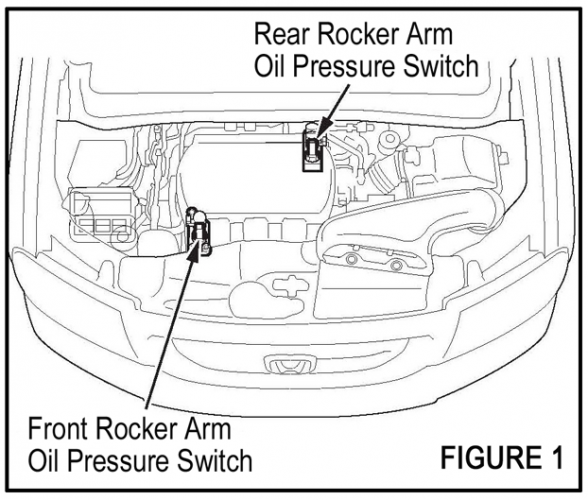 Rear rocker arm and front rocker arm oil pressure switch diagram