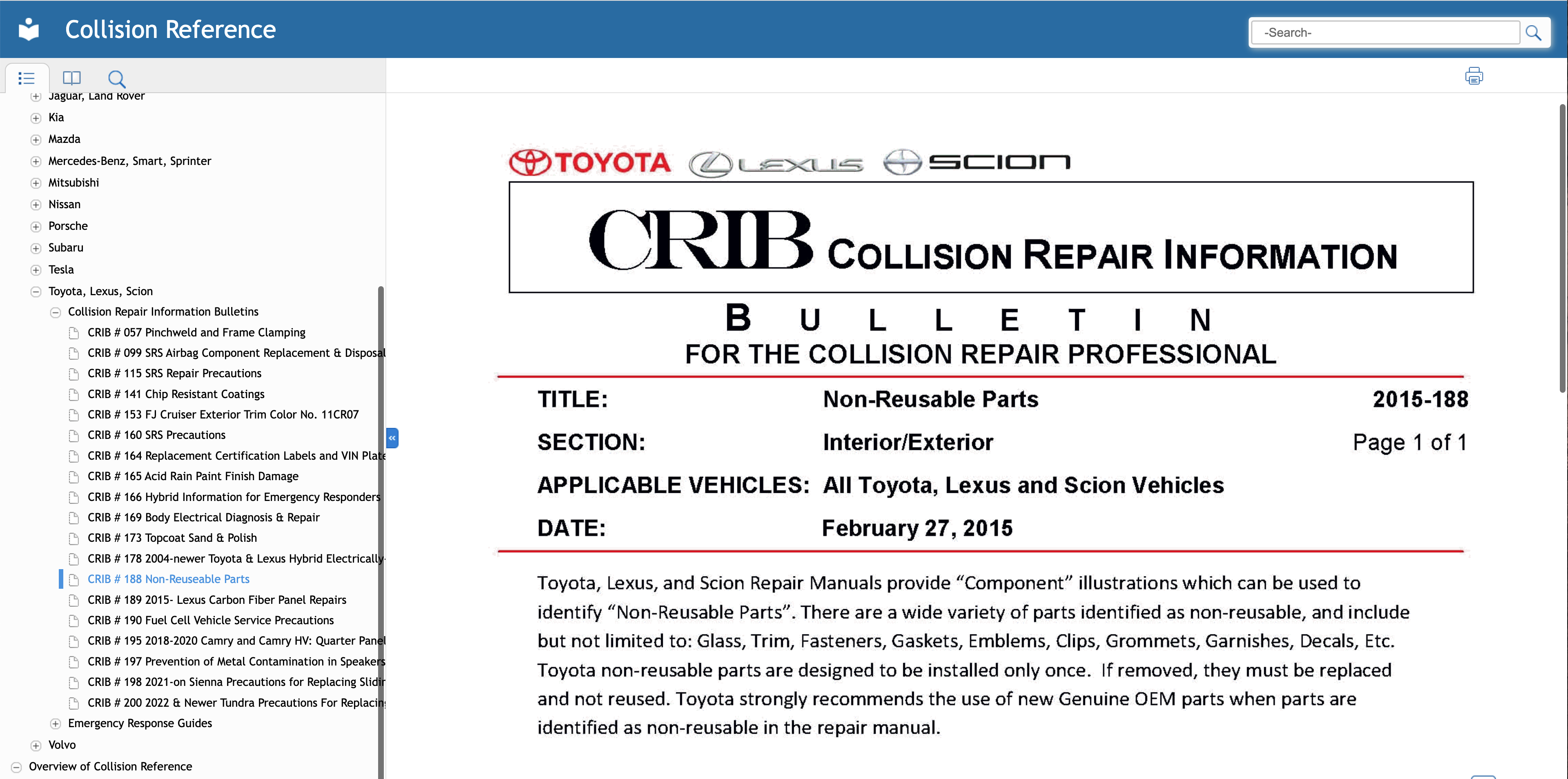 Collision Reference Toyota