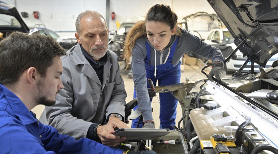 Collision repair trade school initiatives include shop time, free tools, ALLDATA