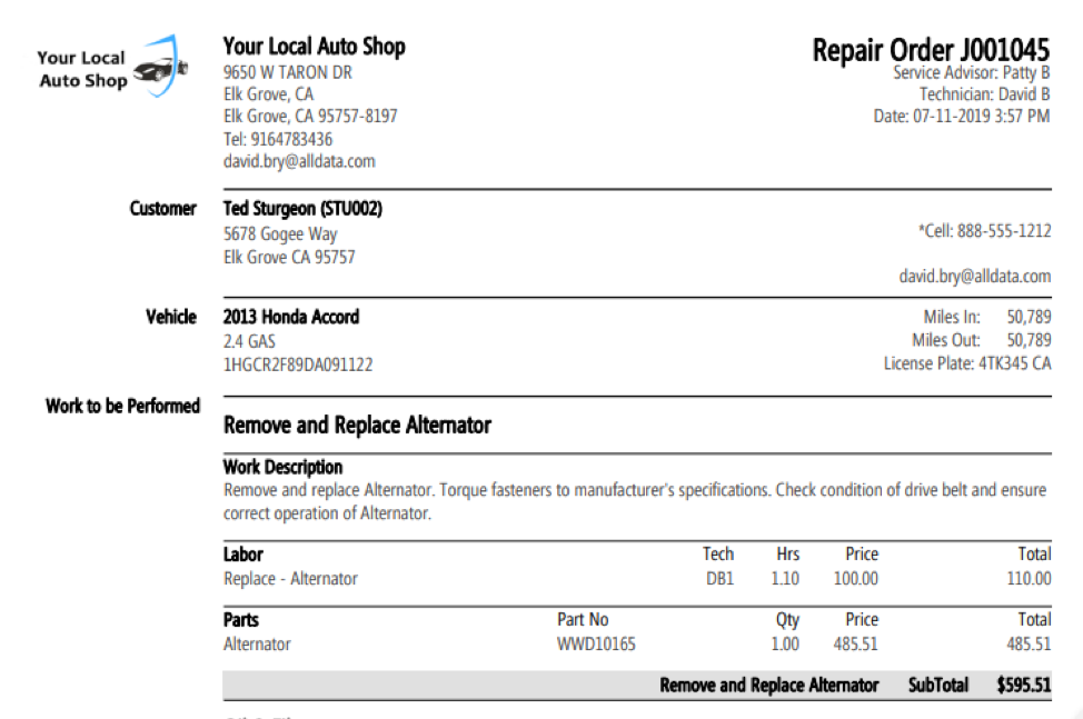 Rep Order Invoice