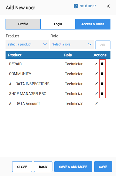 delete user access