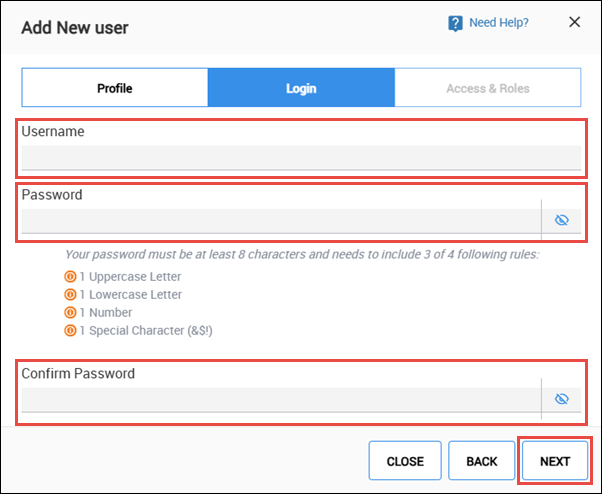 user and pass