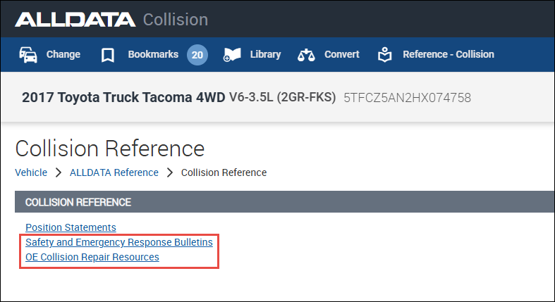 collision reference sections update