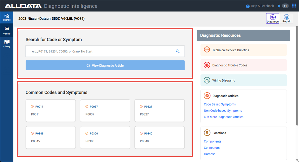 search or view common codes