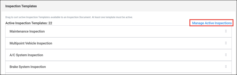 manage active inspections button