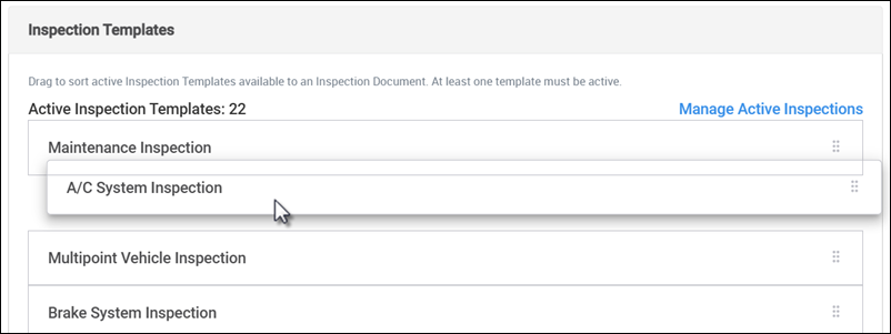 reorder inspections templates