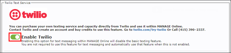 enable twilio
