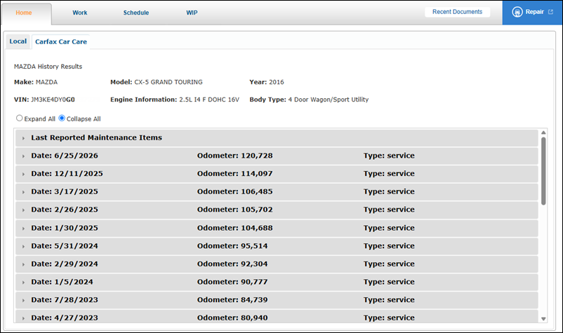 carfax data