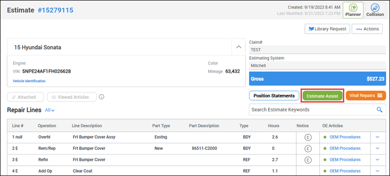 estimate assist button