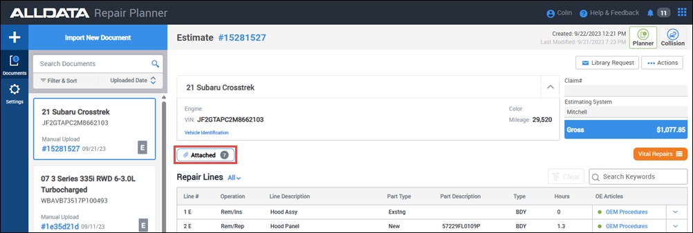 click attached button