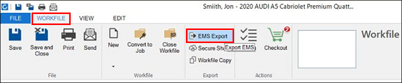 click ems export