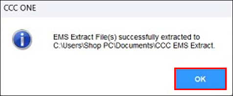 export confirmation message