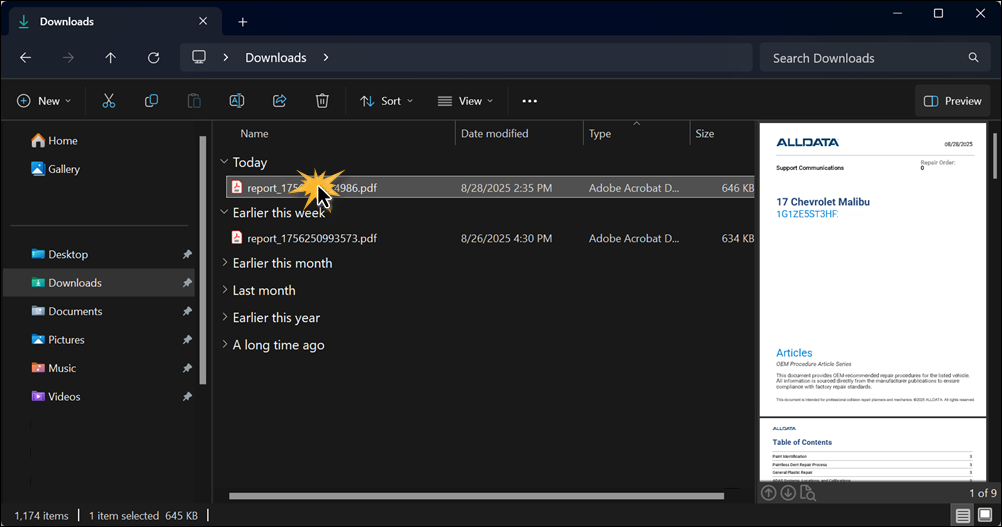 open downloaded file