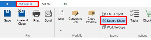 secure share menu item