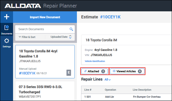 select attached or viewed