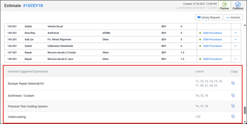 suggested operations