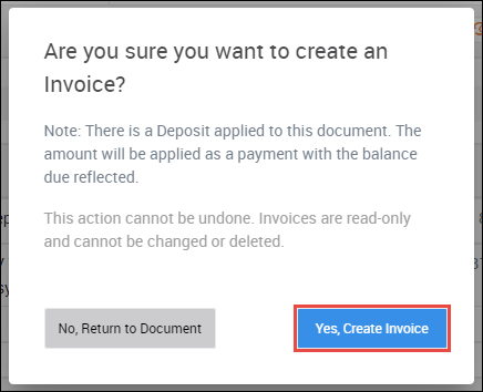 invoice and apply deposit