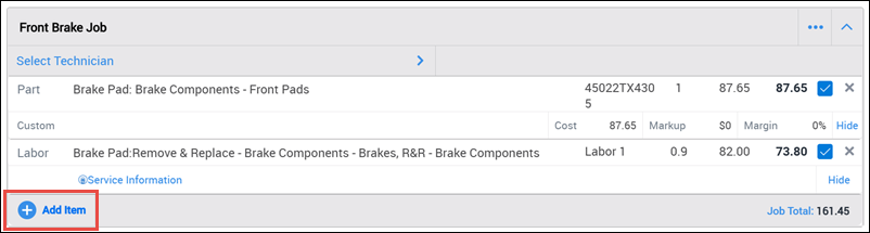 click add item