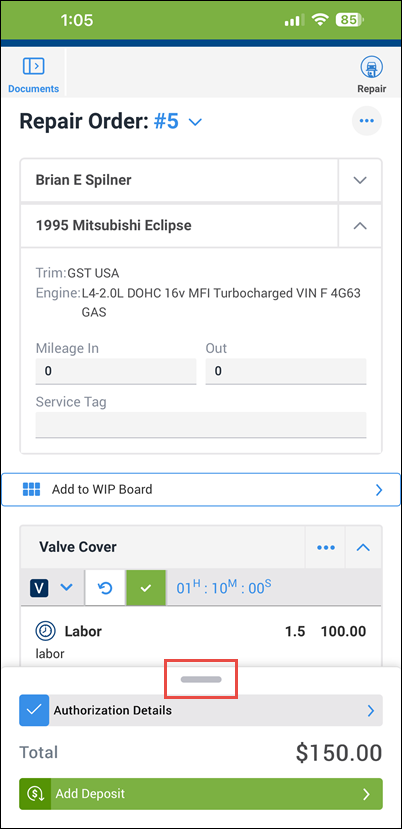document details tab closed