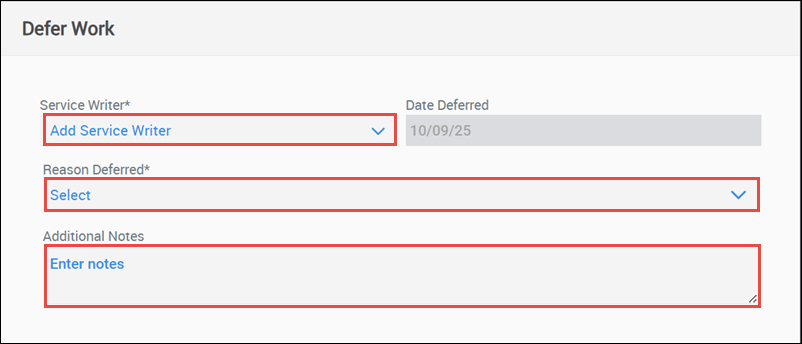 fill in defer work flyout