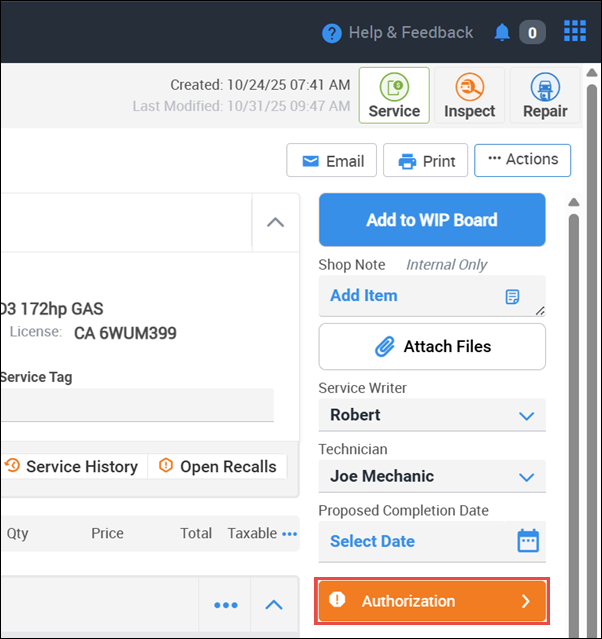authorization button