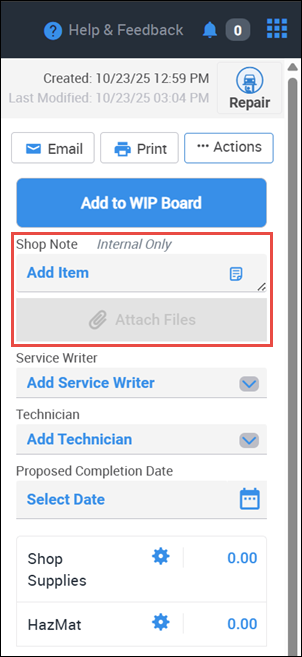 notes and attachments