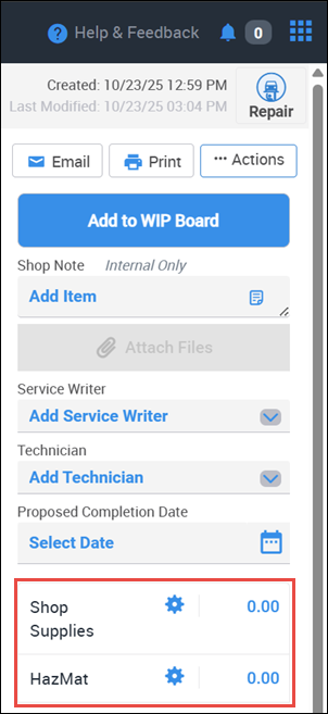 shop supplies and hazmat