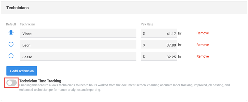 enable time tracking toggle