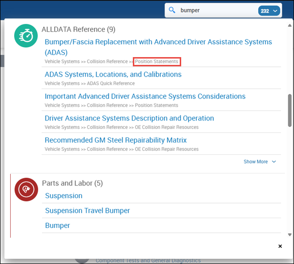 position statements in search