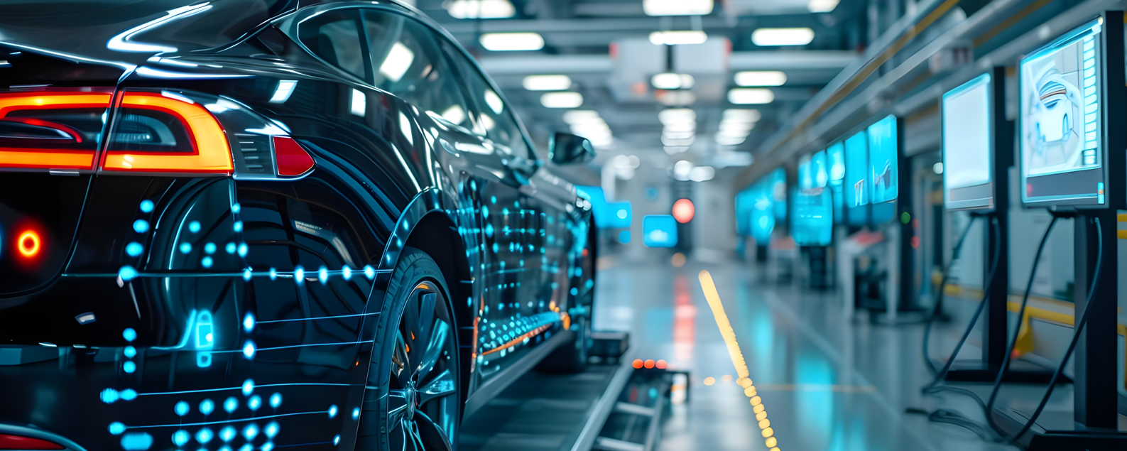 Car in a futuristic workshop ADAS