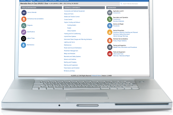 Home screen ALLDATA Repair