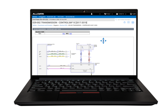 Laptop showing ALLDATA repair Wiring Diagram