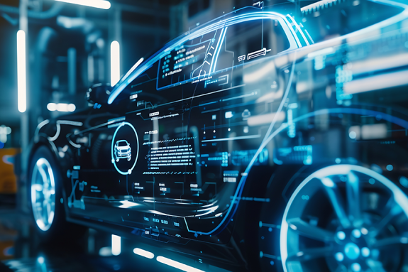 Car technical data shown on a modern vehicle