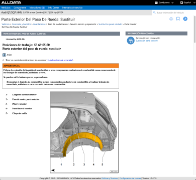 Información sobre reparación de la carrocería