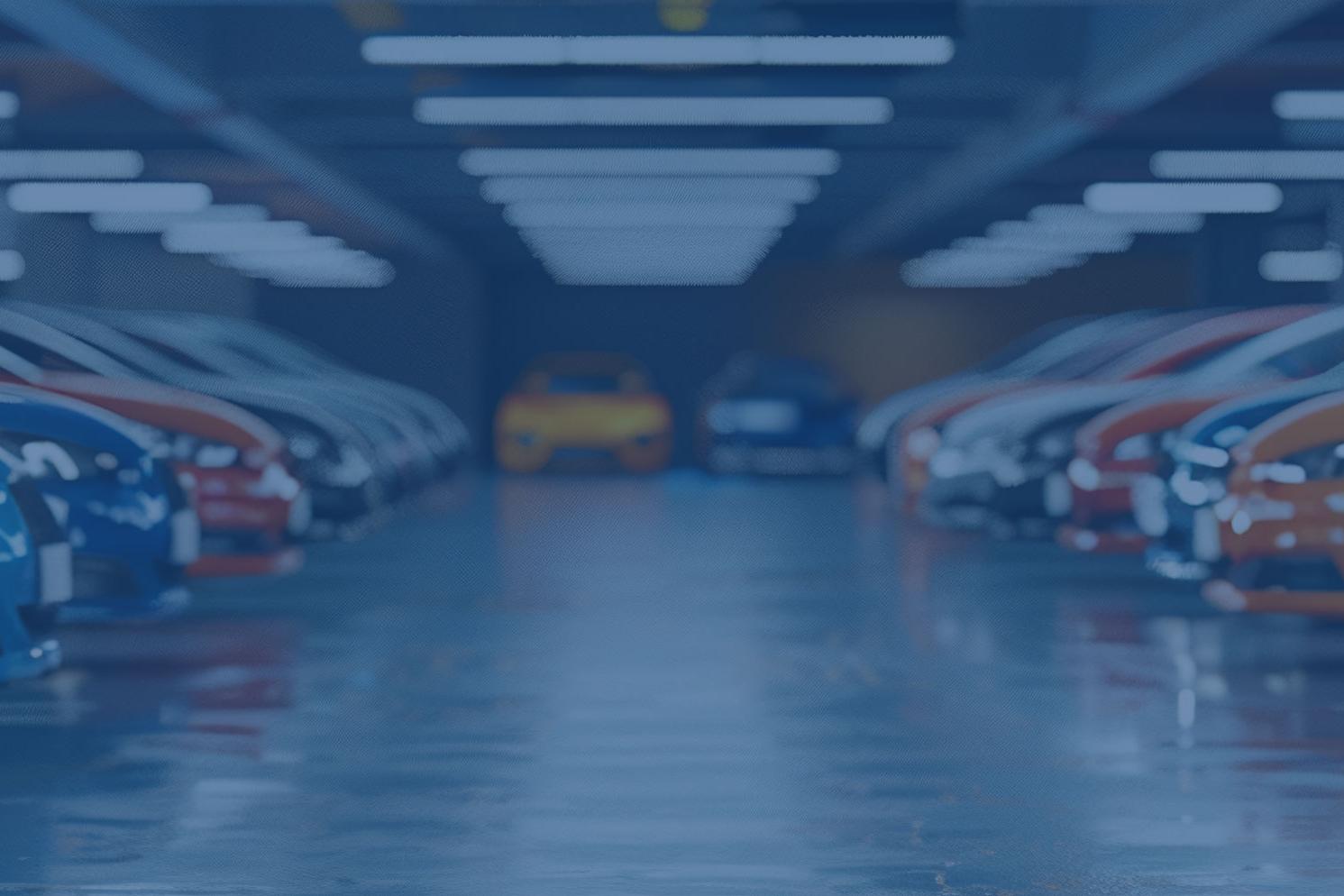 Variety of cars in a parking garage