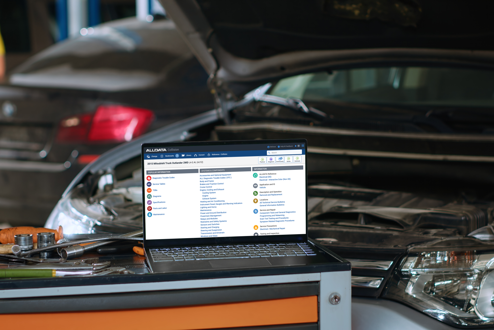 ALLDATA Collision on Laptop in Auto Shop