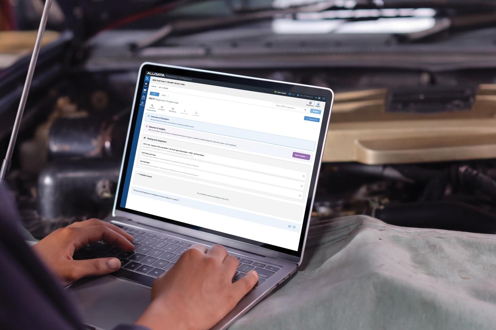 Laptop on Car with Diagnostic Intelligence