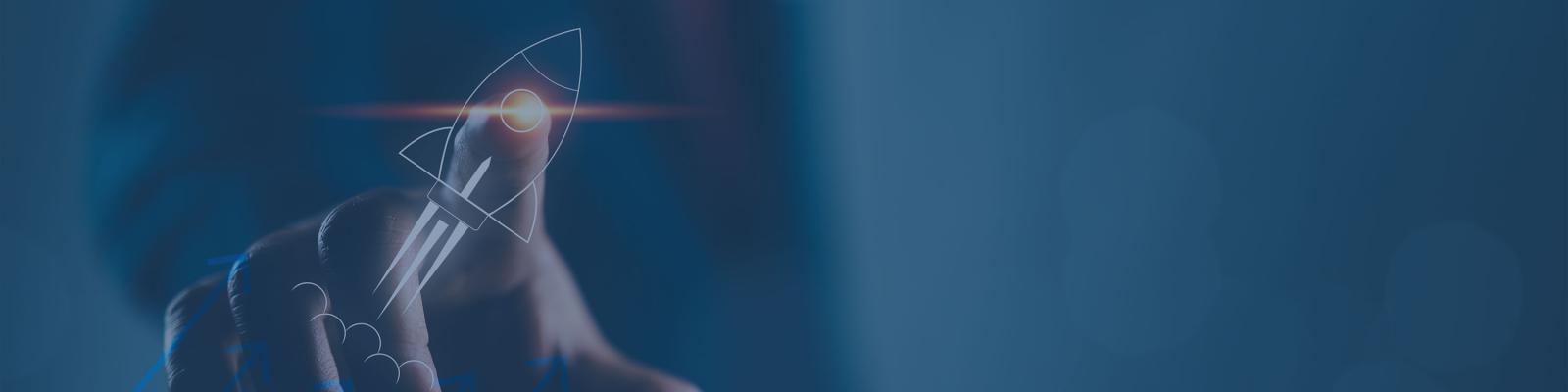 Rocket growing career business man